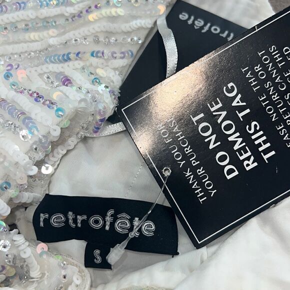 NWT Retrofete Magda Sequins Top Small White Revolve - Picture 9 of 12